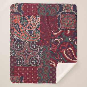 Cobertor Sherpa Cashmere Paisley Silk: Patchwork de Abstrato Vinta