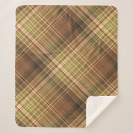 Cobertor Sherpa Castanho-da-Rússia e Xadrez-de-oliveira