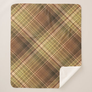 Cobertor Sherpa Castanho-da-Rússia e Xadrez-de-oliveira