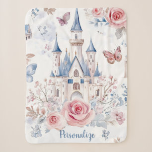 Cobertor Sherpa Castelo de Conto de Fadas Floral Borboleta Persona