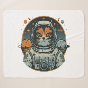 Cobertor Sherpa Cat-astronauta em Asteroides