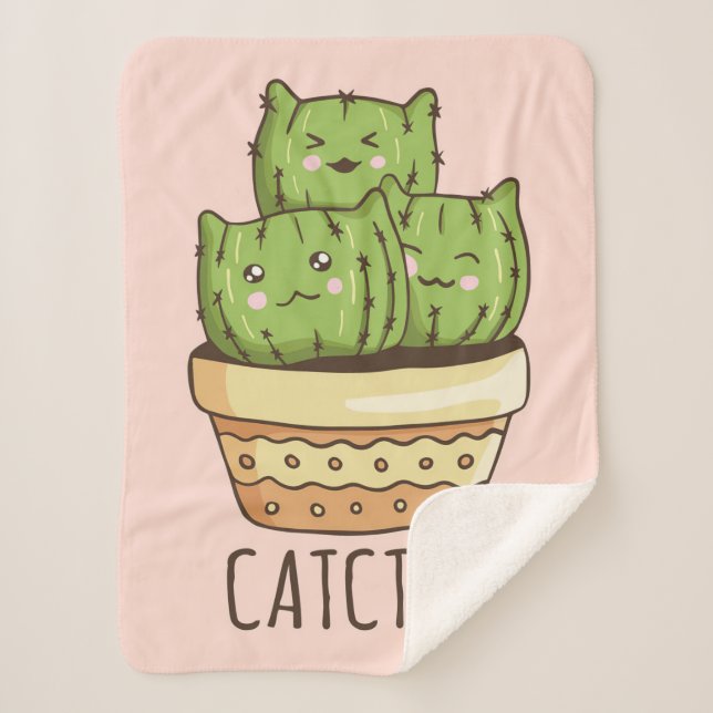 Cobertor Sherpa Cat encontra cactus (Frente)