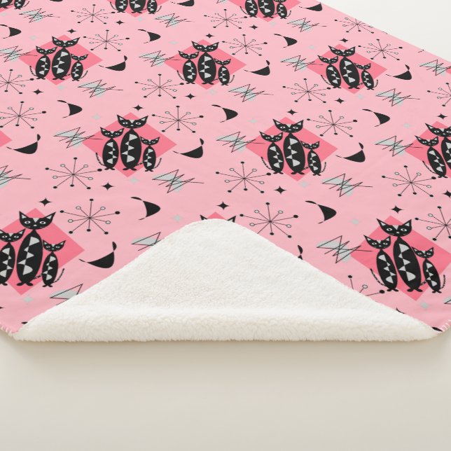 Cobertor Sherpa Cats de Meio século Moderno de Intermitência Atômi (3/4)