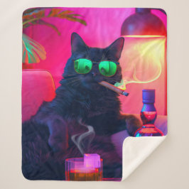 Cobertor Sherpa Cavalheiro Bebendo Gato Whiskey | Bar engraçado