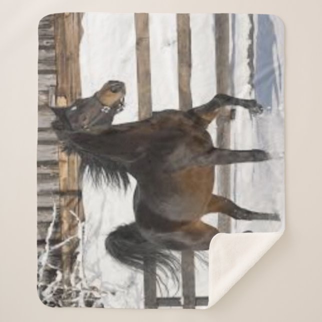 Cobertor Sherpa Cavalo de inverno (Frente)