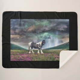 Cobertor Sherpa Cavalo De Vanner Cigano Em Uma Tempestade