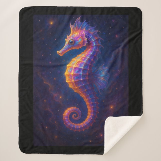 Cobertor Sherpa Cavalo-marinho cósmico (Frente)