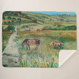Cobertor Sherpa Cavalos no prado
