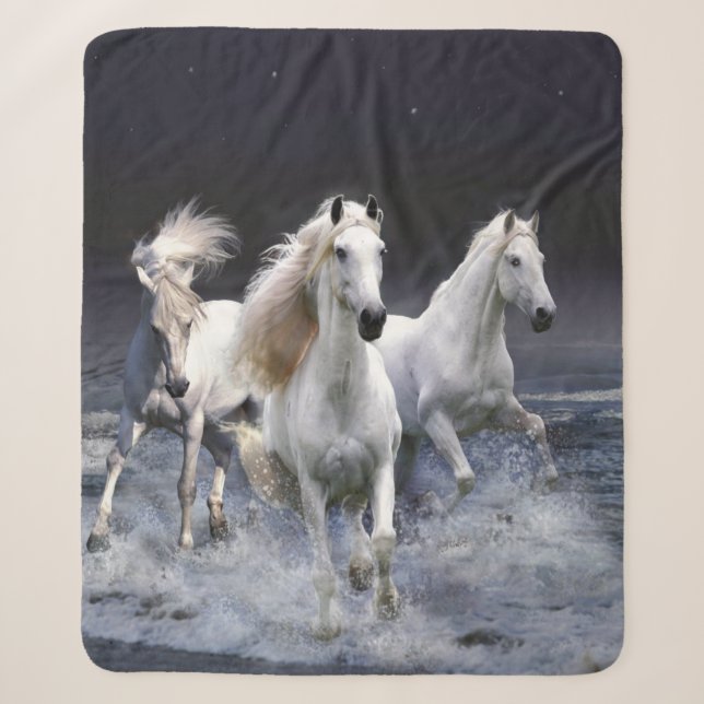 Cobertor Sherpa Cavalos travesseiros decorativos (Frente)