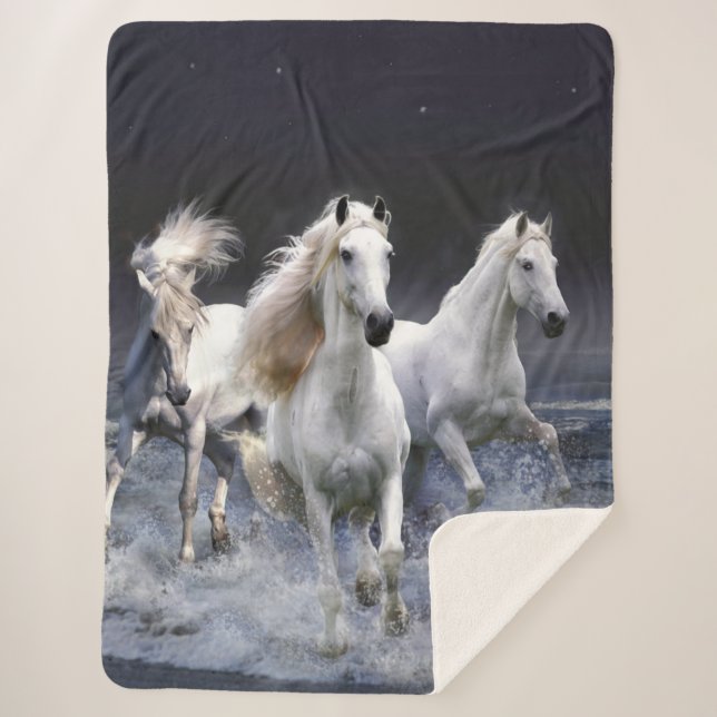 Cobertor Sherpa Cavalos travesseiros decorativos (Frente)