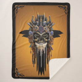 Cobertor Sherpa Caveira Gótica Tribal Sherpa Blanket