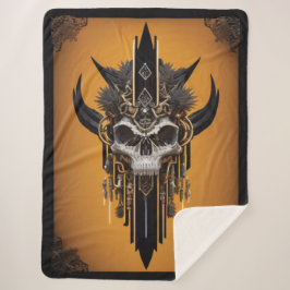 Cobertor Sherpa Caveira Tribal Gótica Sherpa Blanket