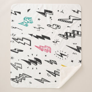 Cobertor Sherpa Cavilhas de relâmpago, conjunto de rabiscos desenh