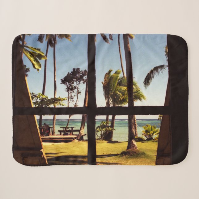 Cobertor Sherpa Cena de praia tropical de Fiji sba (Frente (Horizontal))