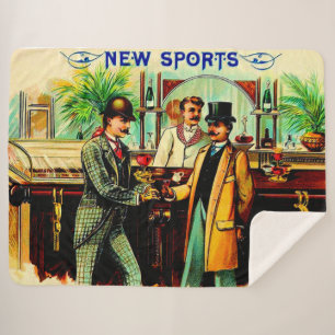 Cobertor Sherpa cerca de 1900 Nova impressão de etiqueta de caixa