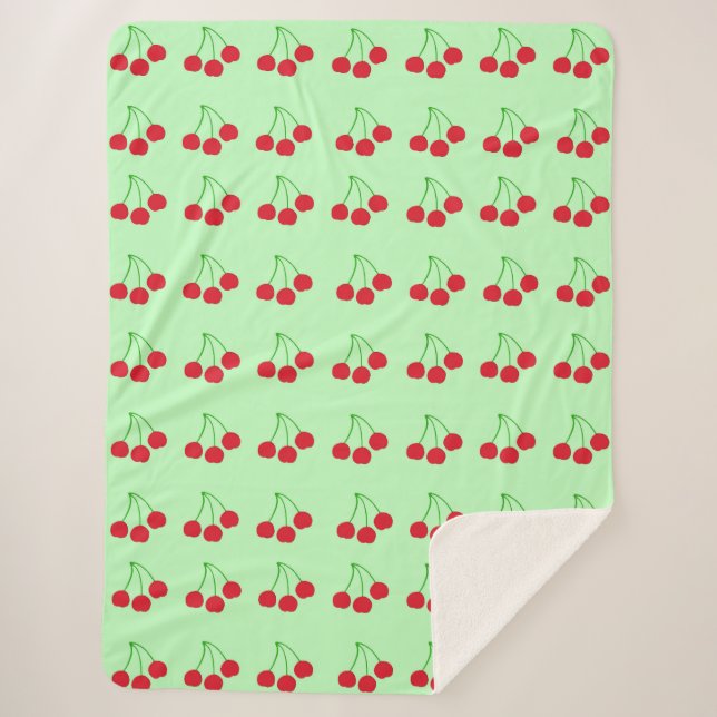 Cobertor Sherpa Cerejas em Green Blanket de 60" x 80" (Frente)