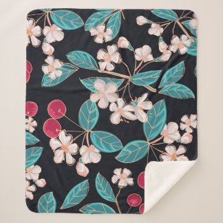 Cobertor Sherpa Cerejas suculentas. Fundo sem costura a partir de 