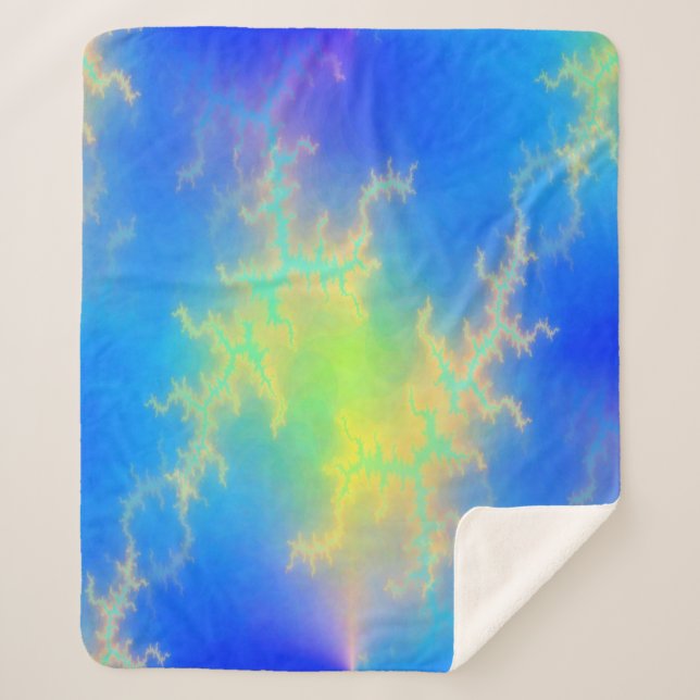 Cobertor Sherpa Céu Azul e Ouros de Relâmpagos Amarelos (Frente)