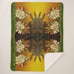 Cobertor Sherpa Céu florescente à noite - cactus floresce