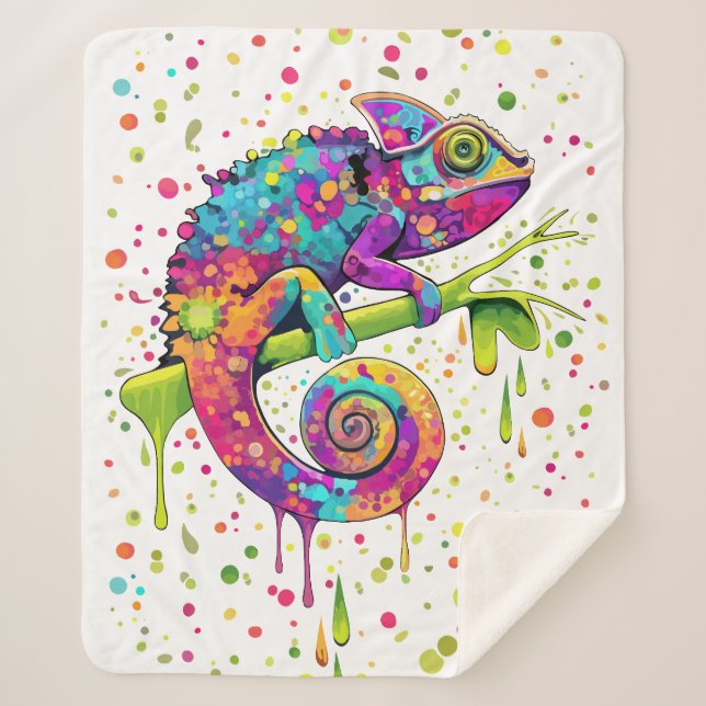 Cobertor Sherpa Chameleon Paint mantém estilo aquarela (Frente)