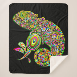 Cobertor Sherpa Chameleon Psychedelic Fantasy
