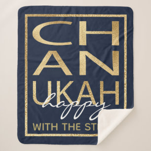 Cobertor Sherpa Chanukah Happy Dourada Sherpa Blanket/Medium