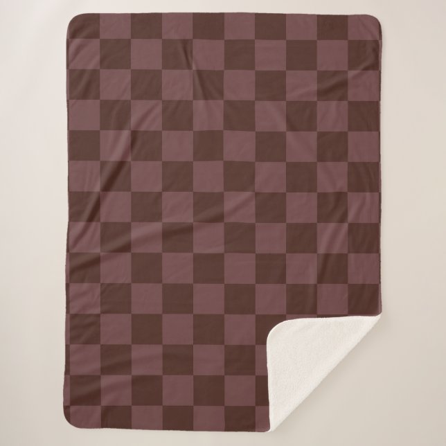 Cobertor Sherpa Checkerboard castanho escuro (Frente)