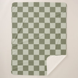 Cobertor Sherpa Checkerboard verde de sábado