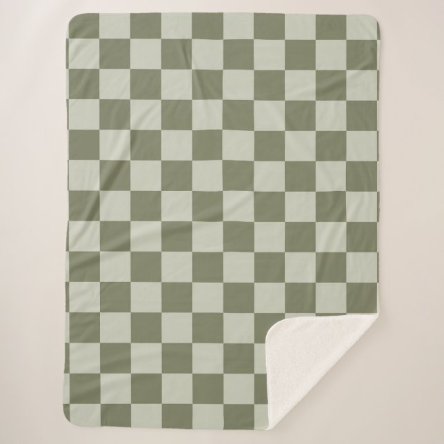 Cobertor Sherpa Checkerboard verde de sábado (Frente)