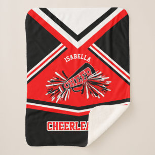 Cobertor Sherpa Cheerleader 📣 equipamento - Vermelho, Branco e