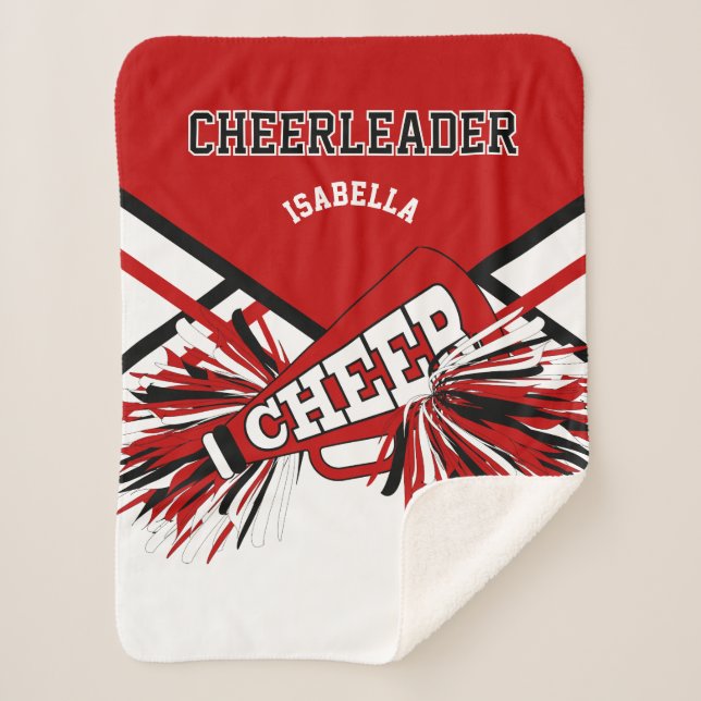 Cobertor Sherpa Cheerleader 📣 Red, White & Black (Frente)
