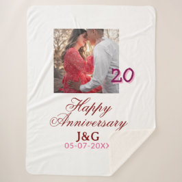 Cobertor Sherpa Cheers to 20 Years happy anniversary add photo dat