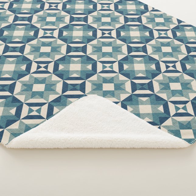 Cobertor Sherpa Cheio do céu - Azul geométrico (3/4)