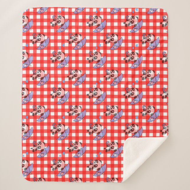 Cobertor Sherpa Cheque de Gingham Vermelho (Frente)