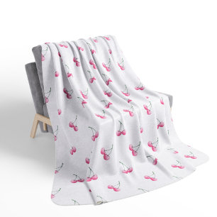 Cobertor Sherpa Cherries quentes rosa-quente estéticas
