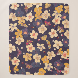 Cobertor Sherpa Cherry Blossom Butterfly Impressão asiático