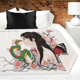 Cobertor Sherpa Cherry Blossoms Fairy Dragon Amizade