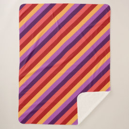 Cobertor Sherpa Cherry Red Violet Stripes Grande Sherpa Blanket