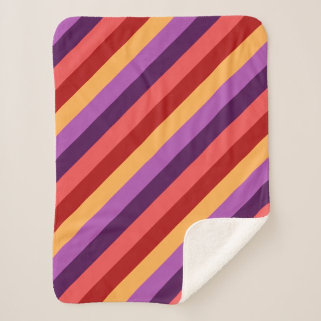 Cobertor Sherpa Cherry Red Violet Stripes Pequeno Sherpa Blanket (Frente)