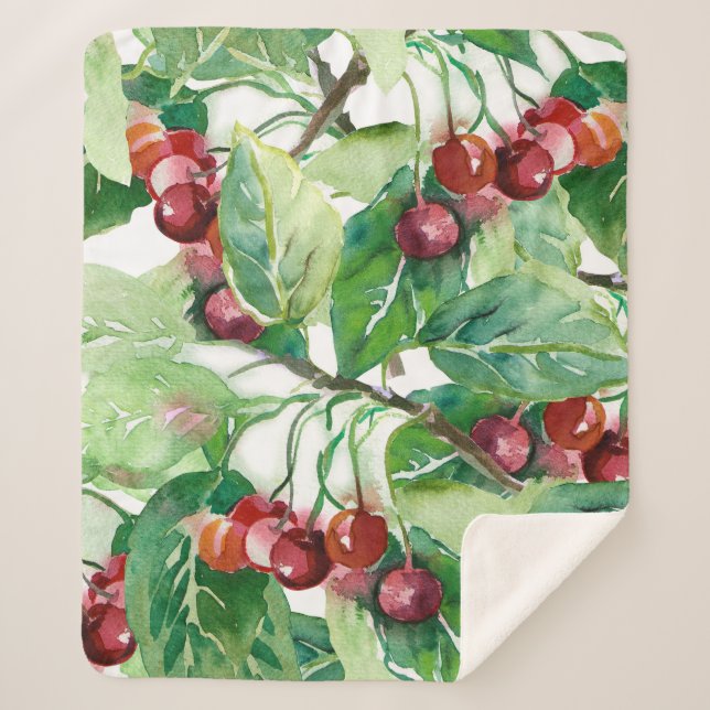 Cobertor Sherpa Cherry Seamless Pattern (Frente)