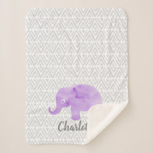 Cobertor Sherpa Chevron Primitivo do Elefante de Aquarela