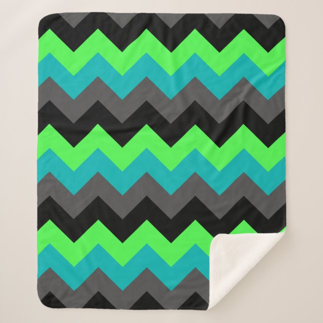 Cobertor Sherpa Chevrons verdes negros média Sherpa Blanket (Frente)