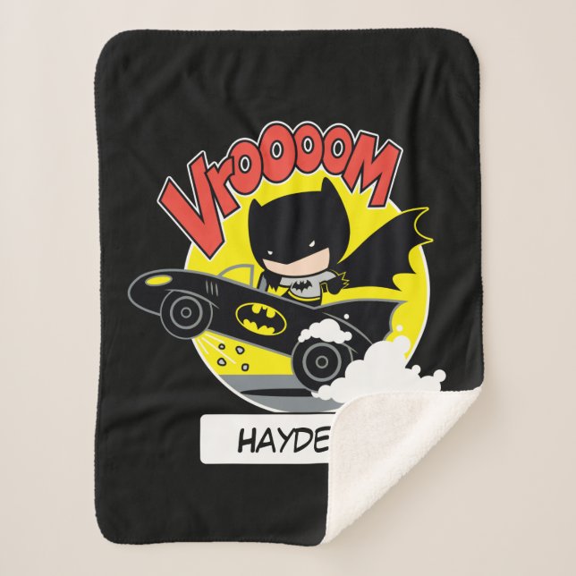 Cobertor Sherpa Chibi Batman No Batmobile (Frente)
