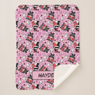 Cobertor Sherpa Chibi Catman, Harley Quinn, e Padrão Kittens