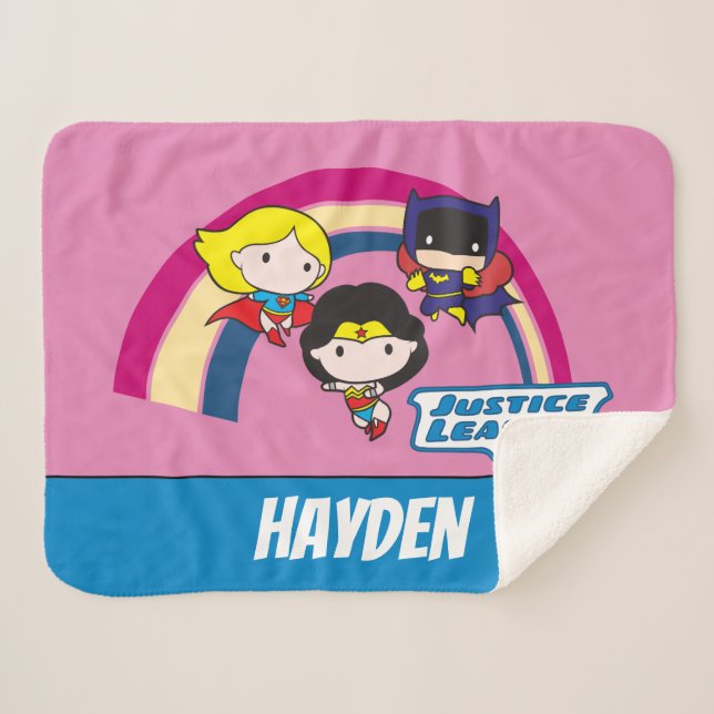 Cobertor Sherpa Chibi Justice League Rainbow (Frente (Horizontal))