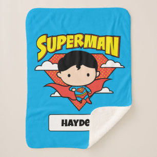 Cobertor Sherpa Chibi Superman Bolinhas Shield e Nome