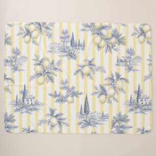 Cobertor Sherpa Chic Costeiro Exótico Ilha Citrus Toile de Jouy