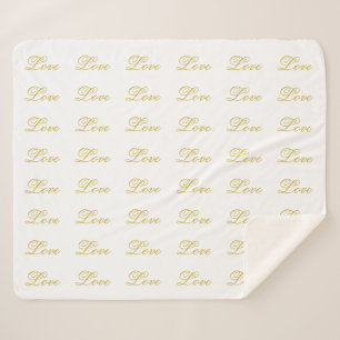 Cobertor Sherpa Chic Grafite Dourado Branco Amor Caligrafia Casame