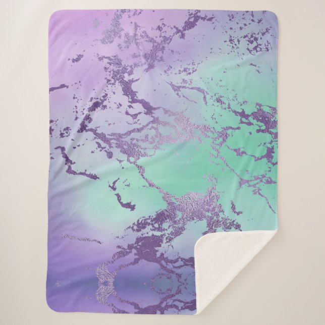 Cobertor Sherpa Chic Marble | Lavanda Roxo e Mint Verde (Frente)