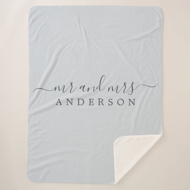 Cobertor Sherpa Chic Newlywn Sr. Ice Blue Monograma (Frente)